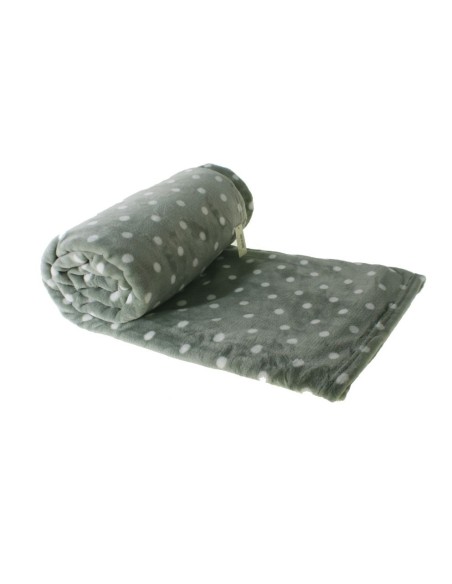 Manta para sofá y cama estampado lunares color gris. Medidas: 160x210 cm.