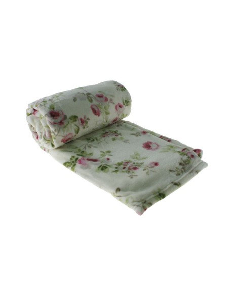 Manta para sofá y cama estampado decorativa flores color claro. Medidas: 160x210 cm.