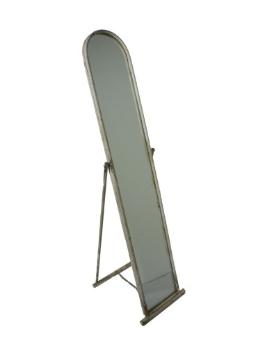 Espejo de Pie marco Metálico Redondo Color Crema Envejecido Decoración Hogar estilo Vintage.