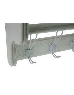 Colgador con sombrerero y barra para bufandas de madera maciza blanco 2