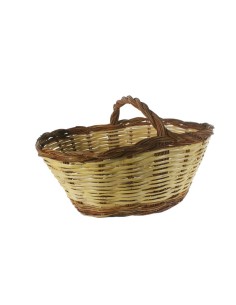 Cesta de caña y mimbre para setas con asa elaborada artesanalmente, contenedor almacenamiento hogar