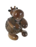Lámpara infantil de madera y coco forma de oso para mesita niño niña