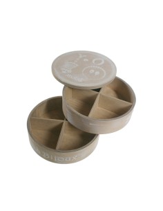 Caja joyero forma redonda en madera dos pisos decoración hogar estilo vintage nórdico 2