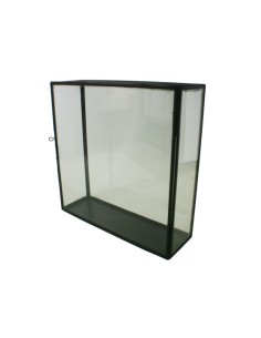 Urne rectangulaire haute en verre avec rebord en métal pour affichage 2