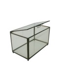 Caja joyero rectangular de cristal y perfilaría metálica color oxido decoración hogar estilo retro vintage.