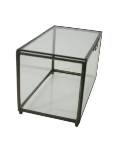 Caja joyero rectangular de cristal y perfilaría metálica color oxido  decoración hogar estilo retro vintage. 2