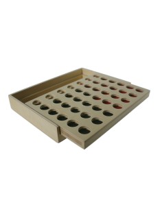 Joc 4 amb ratlla de fusta natural, joc tradicional de taula, joc de concentració motricitat infantil. 2