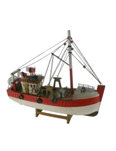 Vaixell de Pesca Tradicional Rèplica Marinera Decoració Llar. Mides llarg: 30 cm.