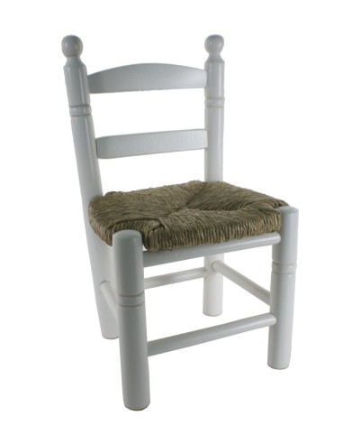 Cadira infantil de fusta i seient de bova color  per nen nena regal original blanc 