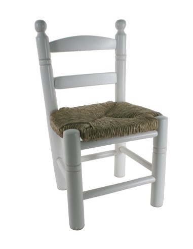 Chaise enfant en bois et siège de quenouille blanc pour garçon fille cadeau original 