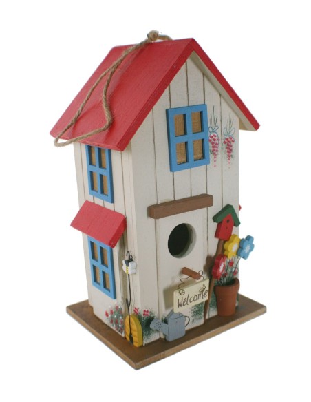 Casita-nido de pájaros color Rojo. Medidas: 26x13x15 cm.