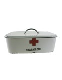Caixa per emmagatzemar medicines de metall color blanc estil vintageolor blanc. Mesures: 37x20 cm.