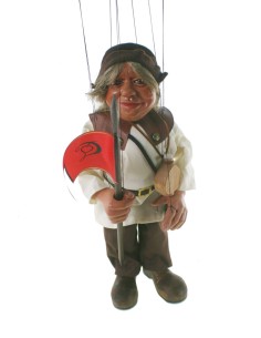 Marioneta de cuerda modelo Sancho Panza de madera y pintado artesanal con vestido de colores juguete tradicional