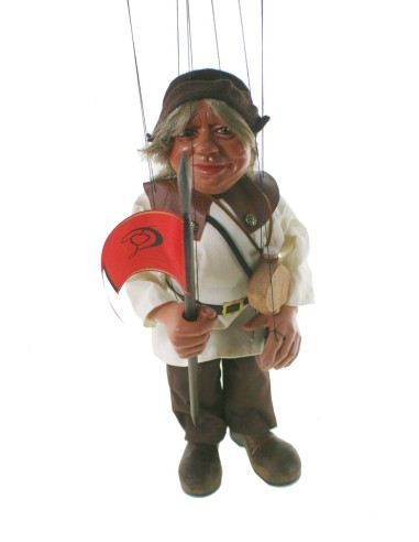 Marionnette à cordes modèle Sancho Panza en bois et peinte à la main avec un jouet traditionnel en robe colorée