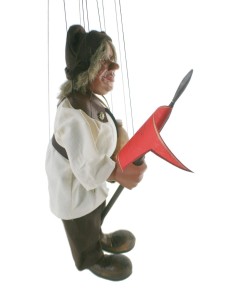 Titella de corda model Sancho Panza de fusta i pintat artesanal amb vestit de colors joguina tradicional 2