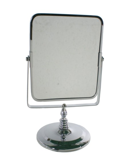 Miroir de salle de bain ou miroir de maquillage chromé. Mesures: 27x16 cm.
