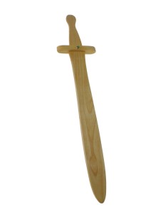 Espada de madera de Rolando de Bremen complemento de juego y disfraces para niño y niña. Medidas: 50x11x2, 5 cm.