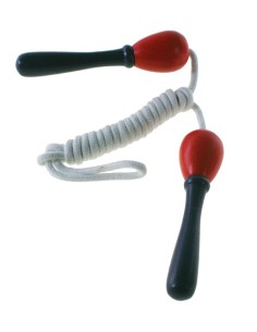 Juego de la comba en madera colorida, cuerda de saltar, juego clásico, estimula el equilibrio, coordinación.