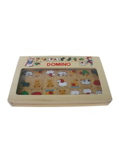 Dominó de madera animales de granja juego infantil para trabajar la asociación de imágenes